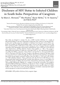 Cover page: Disclosure of HIV Status to Infected Children in South India: Perspectives of Caregivers