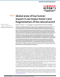 Cover page: Global areas of low human impact (Low Impact Areas) and fragmentation of the natural world.