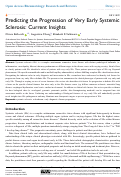 Cover page: Predicting the Progression of Very Early Systemic Sclerosis: Current Insights.