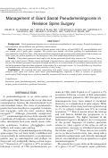 Cover page: Management of Giant Sacral Pseudomeningocele in Revision Spine Surgery.