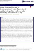Cover page: Going above and beyond for implementation: the development and validity testing of the Implementation Citizenship Behavior Scale (ICBS)