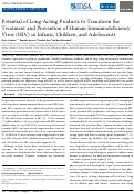 Cover page: Potential of Long-Acting Products to Transform the Treatment and Prevention of Human Immunodeficiency Virus (HIV) in Infants, Children, and Adolescents.