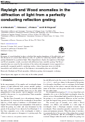 Cover page: Rayleigh and Wood anomalies in the diffraction of light from a perfectly conducting reflection grating