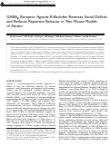 Cover page: Gaba-B Receptor Agonist R-Baclofen Reverses Social Deficits and Reduces Repetitive Behavior in Two Mouse Models of Autism