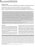 Cover page: Evidence for the role of EPHX2 gene variants in anorexia nervosa