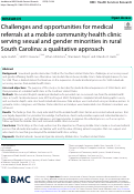 Cover page: Challenges and opportunities for medical referrals at a mobile community health clinic serving sexual and gender minorities in rural South Carolina: a qualitative approach