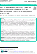 Cover page: Lack of impact of nil-per-os (NPO) time on goal-directed fluid delivery in first case versus afternoon case starts: a retrospective cohort study.