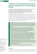 Cover page: Inhibition of mTOR signaling and clinical activity of metformin in oral premalignant lesions