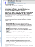 Cover page: Association of frequency of perceived exposure to discrimination with tobacco withdrawal symptoms and smoking lapse behavior in African Americans