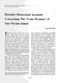 Cover page: Recently Discovered Accounts Concerning the "Lone Woman" of San Nicolas Island