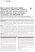 Cover page: Effect of selective BET protein inhibitor apabetalone on cardiovascular outcomes in patients with acute coronary syndrome and diabetes: Rationale, design, and baseline characteristics of the BETonMACE trial