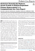 Cover page: Nedosiran Dramatically Reduces Serum Oxalate in Dialysis-Dependent Primary Hyperoxaluria 1: A Compassionate Use Case Report