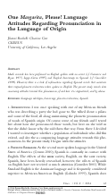 Cover page: One <em>Margarita</em>, Please! Language Attitudes Regarding Pronunciation in the Language of Origin