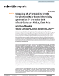 Cover page: Mapping of affordability levels for photovoltaic-based electricity generation in the solar belt of sub-Saharan Africa, East Asia and South Asia