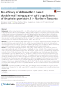 Cover page: Bio-efficacy of deltamethrin based durable wall lining against wild populations of Anopheles gambiae s.l. in Northern Tanzania