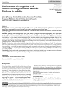 Cover page: Performance of a cognitive load inventory during simulated handoffs: Evidence for validity