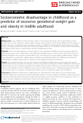 Cover page: Socioeconomic disadvantage in childhood as a predictor of excessive gestational weight gain and obesity in midlife adulthood