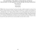 Cover page: An examination of the effects of interruptions and learner characteristics on self-regulated learning during web-based instruction