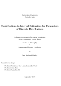 Cover page: Contributions to Interval Estimation for Parameters of Discrete Distributions
