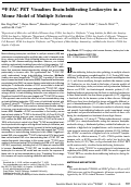 Cover page: 18F-FAC PET Visualizes Brain-Infiltrating Leukocytes in a Mouse Model of Multiple Sclerosis.