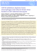 Cover page: CSF1R inhibition depletes brain macrophages and reduces brain virus burden in SIV-infected macaques.