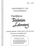 Cover page: CLEBSCH-GORDAN COEFFICIENTS FOR NUCLEAR TRANSITION PROBABILITIES: I ODD-MASS NUCLIDES