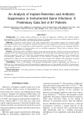 Cover page: An Analysis of Implant Retention and Antibiotic Suppression in Instrumented Spine Infections: A Preliminary Data Set of 67 Patients.