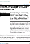 Cover page: Systematic analysis and prediction of genes associated with monogenic disorders on human chromosome X