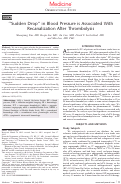 Cover page: “Sudden Drop” in Blood Pressure is Associated With Recanalization After Thrombolysis