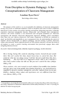 Cover page: From Discipline to Dynamic Pedagogy: A Re-conceptualization of Classroom Management