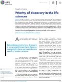 Cover page: Priority of discovery in the life sciences