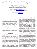 Cover page: Similarity Processing Depends on the Similarities Present: Effects of Relational Prominence in Similarity and Analogical Processing