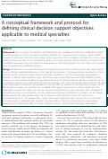 Cover page: A conceptual framework and protocol for defining clinical decision support objectives applicable to medical specialties