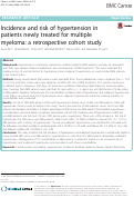 Cover page: Incidence and risk of hypertension in patients newly treated for multiple myeloma: a retrospective cohort study.