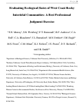 Cover page: Evaluating ecological states of rocky intertidal communities: A Best Professional Judgment exercise