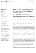 Cover page: Neurological, neurobehavioral, and radiological alterations in patients with mucopolysaccharidosis III (Sanfilippo's syndrome) in Brazil