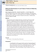 Cover page: Rating the effectiveness of local tobacco policies for reducing youth smoking