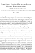 Cover page: Coarse Grained Modeling of The Interface Between
Water and Heterogeneous Surfaces
