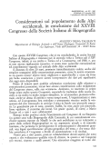 Cover page: Considerazioni sul popolamento delle Alpi occidentali, in conclusione del XXVIII Congresso della Società Italiana di Biogeografia