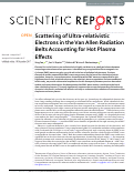 Cover page: Scattering of Ultra-relativistic Electrons in the Van Allen Radiation Belts Accounting for Hot Plasma Effects
