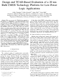 Cover page of Design and TCAD-Based Evaluation of a 20 nm Bulk CMOS Technology Platform for Low-Power Logic Applications