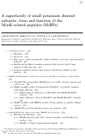 Cover page: A superfamily of small potassium channel subunits: form and function of the MinK-related peptides (MiRPs).