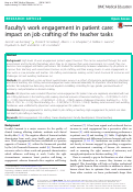 Cover page: Faculty’s work engagement in patient care: impact on job crafting of the teacher tasks