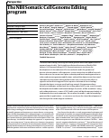 Cover page: The NIH Somatic Cell Genome Editing program.