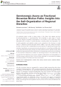 Cover page: Serotonergic Axons as Fractional Brownian Motion Paths: Insights Into the Self-Organization of Regional Densities.