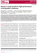Cover page: Glassy Li metal anode for high-performance rechargeable Li batteries