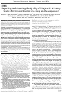 Cover page: Reporting and Assessing the Quality of Diagnostic Accuracy Studies for Cervical Cancer Screening and Management