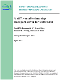 Cover page: A stiff, variable time step transport solver for CONTAM