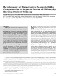 Cover page: Development of Quantitative Research Skills Competencies to Improve Doctor of Philosophy Nursing Student Training.