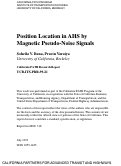 Cover page: Position Location in AHS by Magnetic Pseudo-Noise Signals